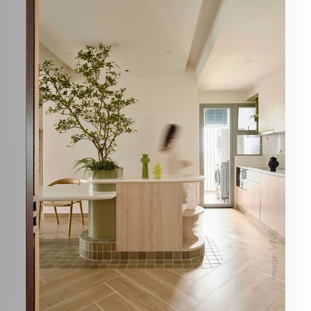 thiet ke noi that can ho cam hung matcha latte VDA 3, Vạn Đại An, xưởng sắt gỗ nội thất