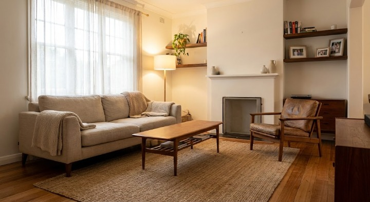 Phòng khách sử dụng màu trung tính tạo cảm giác dễ chịu khi sinh hoạt