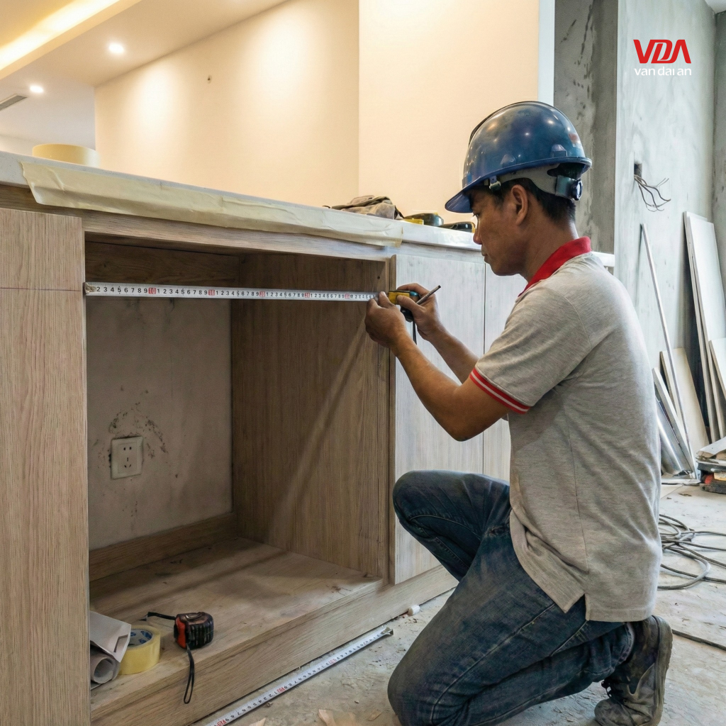 Đo đạc kích thước tủ lạnh và thiết bị bếp để sản xuất tủ vừa vặn