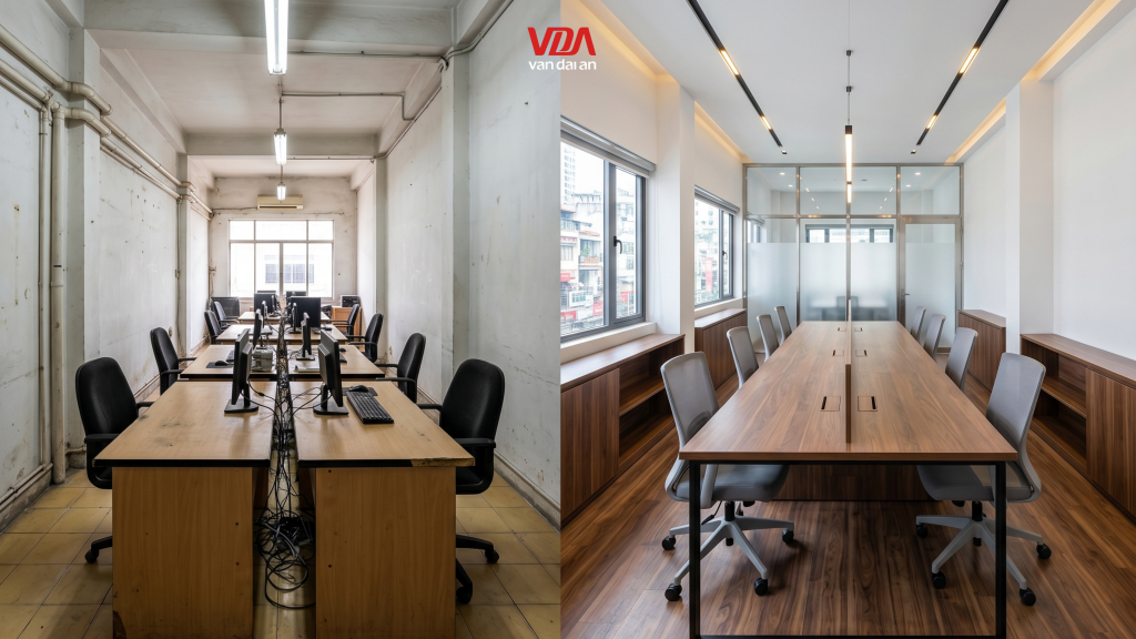 sự khác biệt giữa văn phòng cũ và không gian làm việc hiện đại