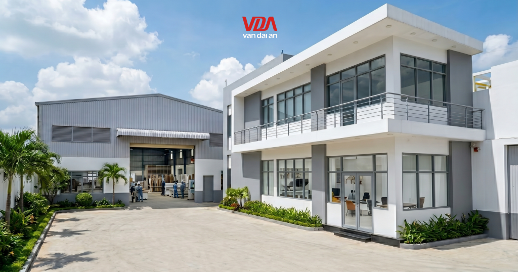 Khuôn viên văn phòng và xưởng sản xuất nội thất Vạn Đại An